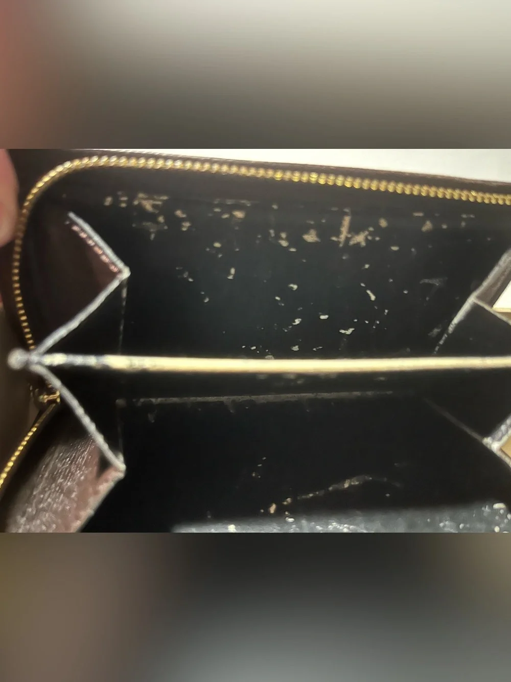 Louis Vuitton Brown Checkered wallet with Gold-Tone Snap and zipper